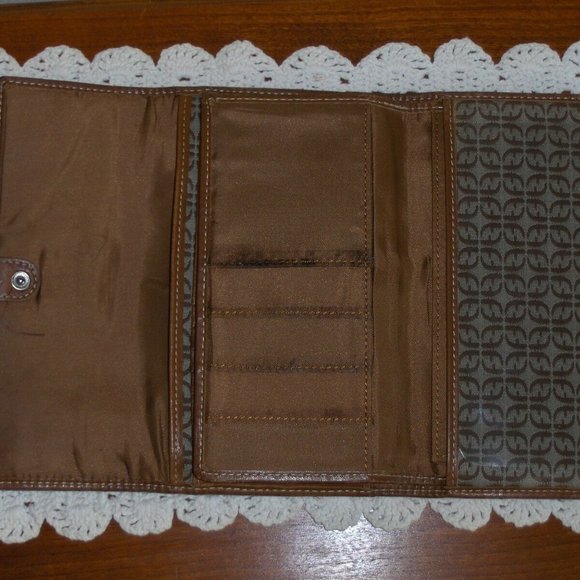 Fossil Clutch Wallet Brown Logo Leather Jacquard Organizer BOTTOM DOLLAR!!! - Picture 4 of 8